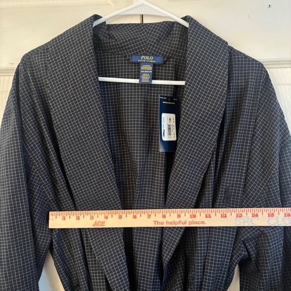 NWT Polo Ralph Lauren Mens Black Check Robe Sleepwear Dressing Gown Size M - Picture 5 of 13